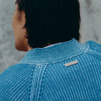 BLAUWE GEBREIDE CARDIGAN