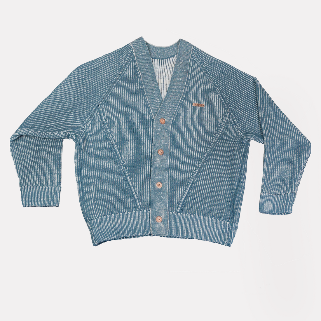 BLAUWE GEBREIDE CARDIGAN