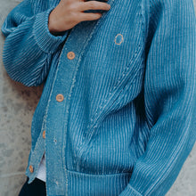 BLAUWE GEBREIDE CARDIGAN BLAUWE GEBREIDE CARDIGAN