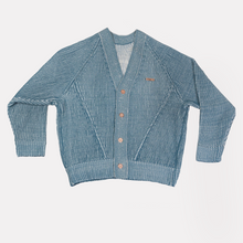 BLAUWE GEBREIDE CARDIGAN BLAUWE GEBREIDE CARDIGAN